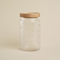 Банка стеклянная для хранения сыпучих продуктов SL Home &laquo;Валенсия&raquo;, 2 л, 12&times;20,5 см, с деревянной крышкой