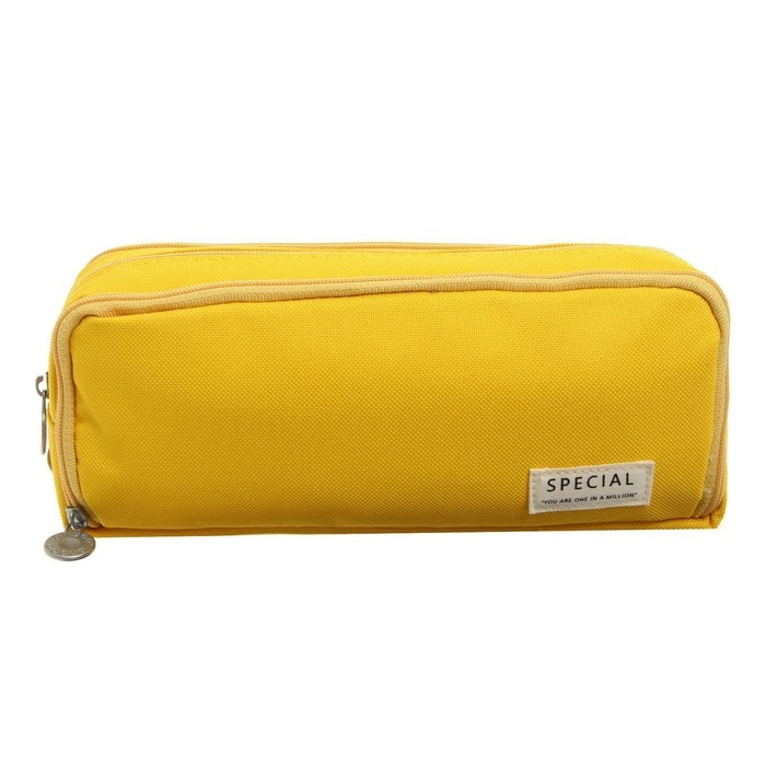 Пенал школьный на молнии 3-х секционный, жёлтый Пенал школьный на молнии 3-х секционный, жёлтый