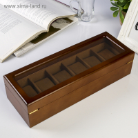 Шкатулка дерево под часы 6 отделений "Стиль" коричневая 12,7х8х33 см