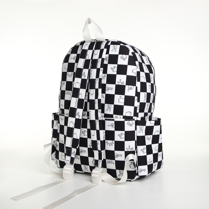 Рюкзак молодёжный из текстиля, 4 кармана, цвет белый/чёрный Рюкзак молодёжный из текстиля, 4 кармана, цвет белый/чёрный