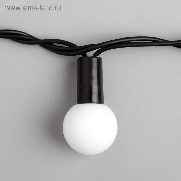 Гирлянда &laquo;Нить&raquo; 10 м с насадками &laquo;Шарики 2.5 см&raquo;, IP44, тёмная нить, 100 LED, свечение бело-синее, мигание, 220 В
