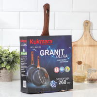 Сковорода Granit ultra red, d=26 см, пластиковая ручка, стеклянная крышка, антипригарное покрытие, цвет коричневый Сковорода Granit ultra red, d=26 см, пластиковая ручка, стеклянная крышка, антипригарное покрытие, цвет коричневый