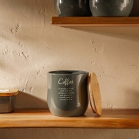 Банка для сахара SL Home, 12&times;12 см, цвет серый, с бамбуковой крышкой