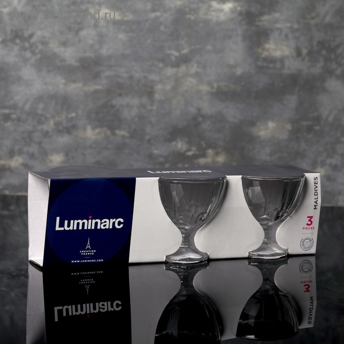 Набор стеклянных креманок для мороженого &laquo;Мальдивы&raquo;, 300 мл, 3 шт