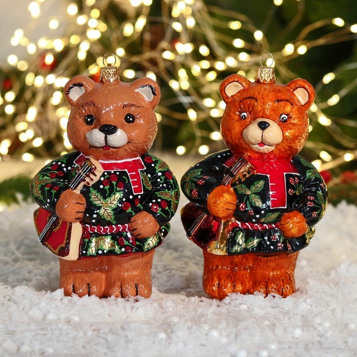 Елочное украшение Елочное украшение "Мишка с балалайкой" 15 см, микс