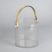 Органайзер для хранения косметических принадлежностей &laquo;CLEAN GOLD&raquo;, с ручкой, d = 12,5 &times; 12 см, цвет прозрачный/золотистый