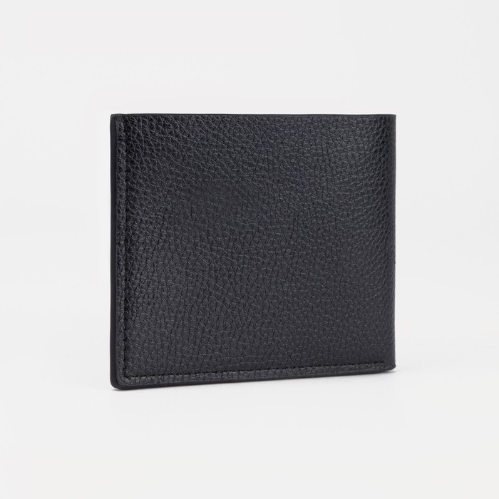 Портмоне мужское без застежки, отдел для купюр, для карт, для монет, цвет чёрный