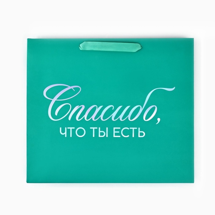 Пакет подарочный &laquo;Спасибо, что ты есть&raquo;, голография, M 30 х 9 х 26 см