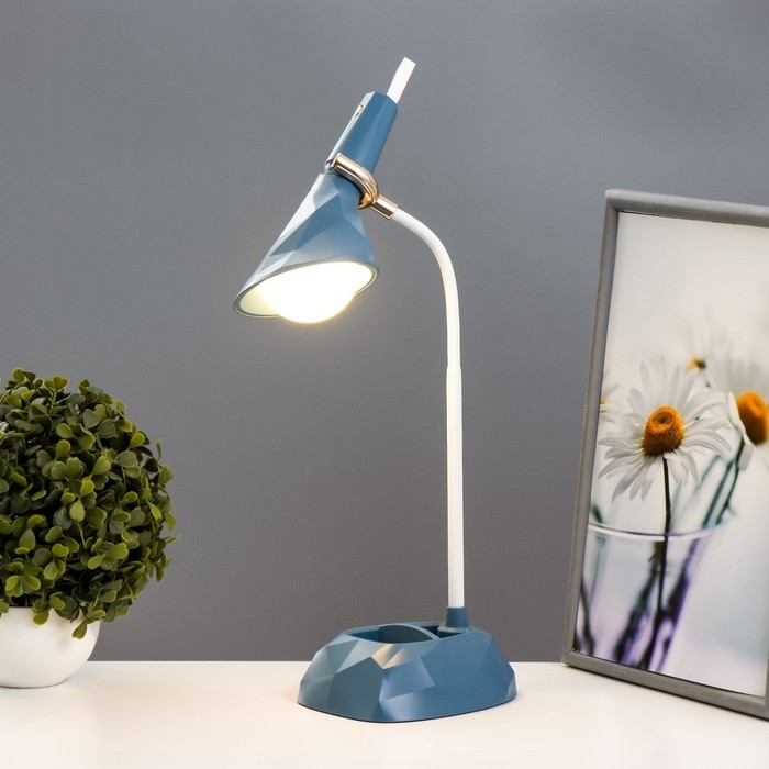 Настольная лампа Настольная лампа "Делсер" LED 3Вт USB АКБ синий 14х13х39 см RISALUX