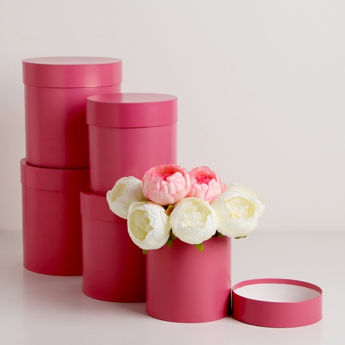 Набор круглых коробок 5в1 Набор круглых коробок 5в1 "Фуксия перламутровая", 20 × 20 ‒15 × 15 см