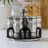 Набор для специй из стекла на подставке &laquo;Сияние&raquo;, ёмкость, 5,5&times;10,5 см, 6 шт