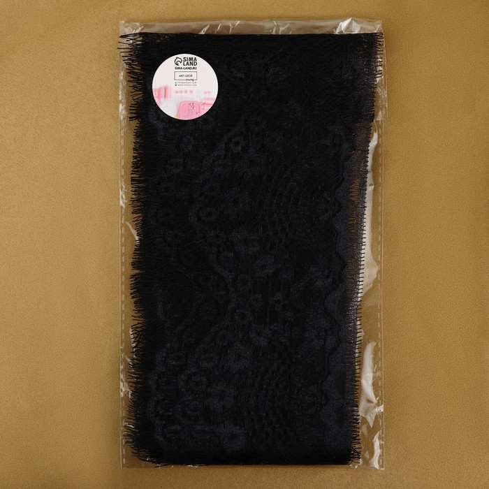 Кружево реснички, 90 мм &times; 9 &plusmn; 0,5 м, в бобине 3 шт по 3 м, цвет чёрный