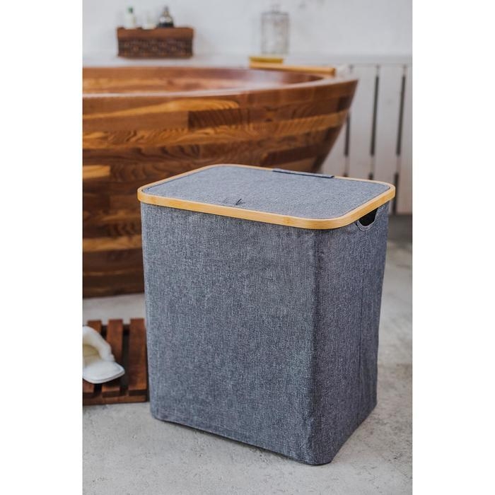 Корзина универсальная с крышкой «Минимал», 45×35×49,5 см, цвет серый Корзина универсальная с крышкой «Минимал», 45×35×49,5 см, цвет серый