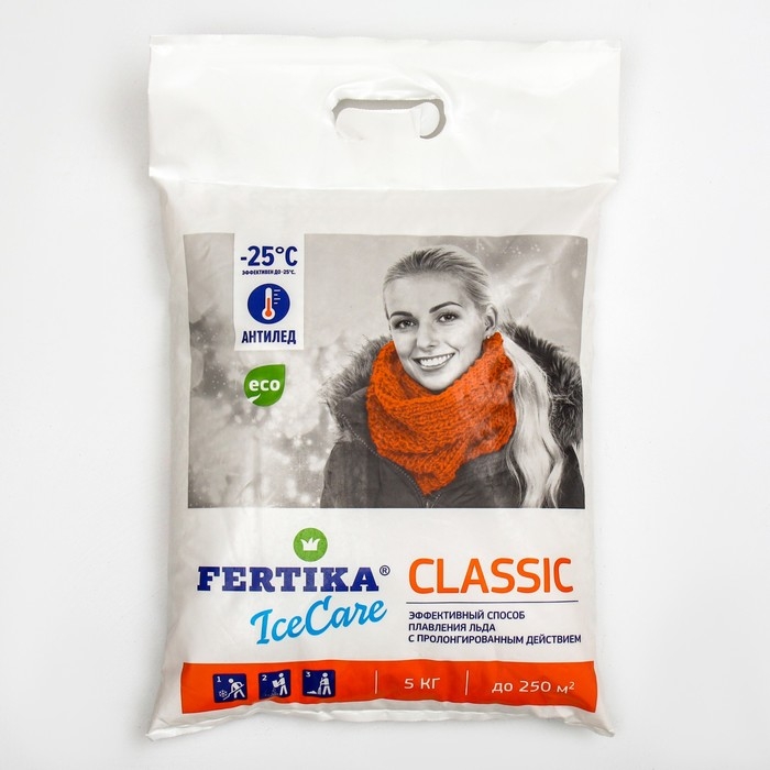 Противогололёдный реагент Fertika IceCare Classic, -25С 5 кг Противогололёдный реагент Fertika IceCare Classic, -25С 5 кг