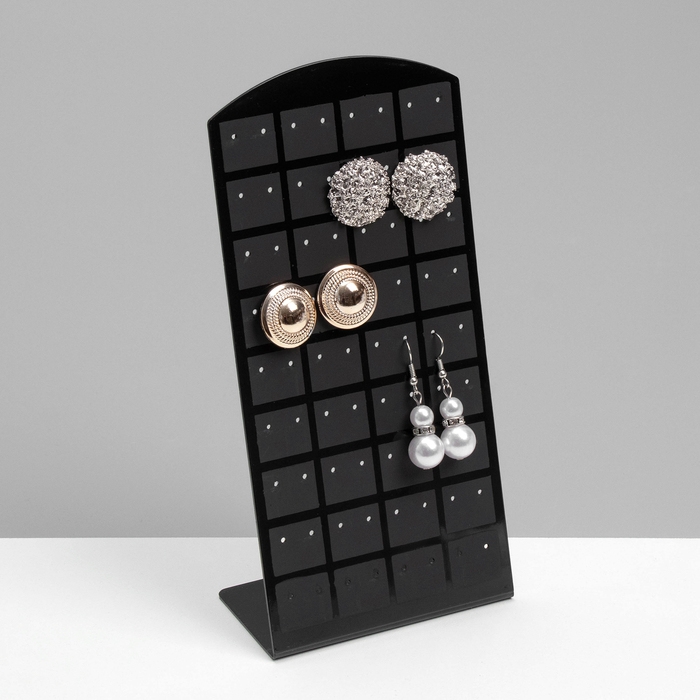 Подставка под серьги Queen fair, 36 пар, 9&times;4,5&times;19 см, цвет чёрный