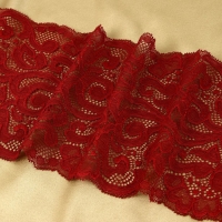 Кружевная эластичная ткань, 170 мм &times; 2,7 &plusmn; 0,5 м, цвет бордовый
