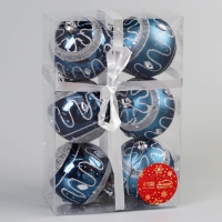 Набор шаров пластик d-7 см, 6 шт "Карнавальная ночь" синий Набор шаров пластик d-7 см, 6 шт "Карнавальная ночь" синий