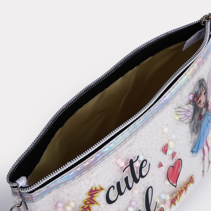 Косметичка на молнии, цвет белый/серебряный Косметичка на молнии, цвет белый/серебряный