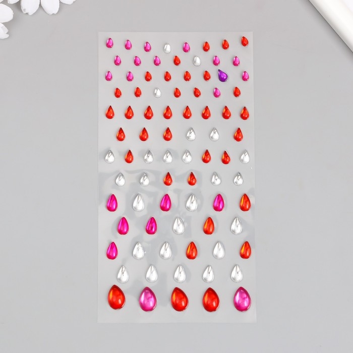 Наклейка пластик стразы Наклейка пластик стразы "Капельки разных размеров" МИКС 9х16,5 см