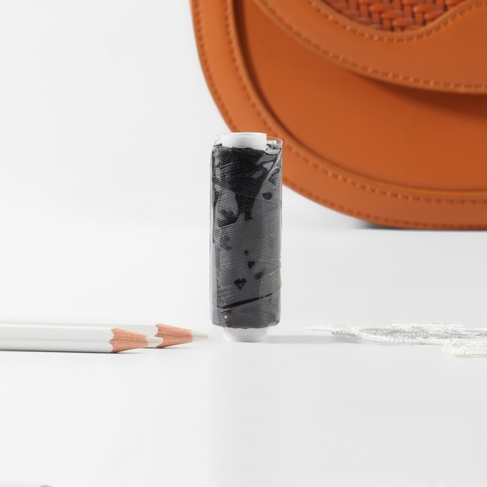 Нитки вощёные, круглые, 300D/3, 0,35 мм, 60 &plusmn; 2 м, цвет чёрный