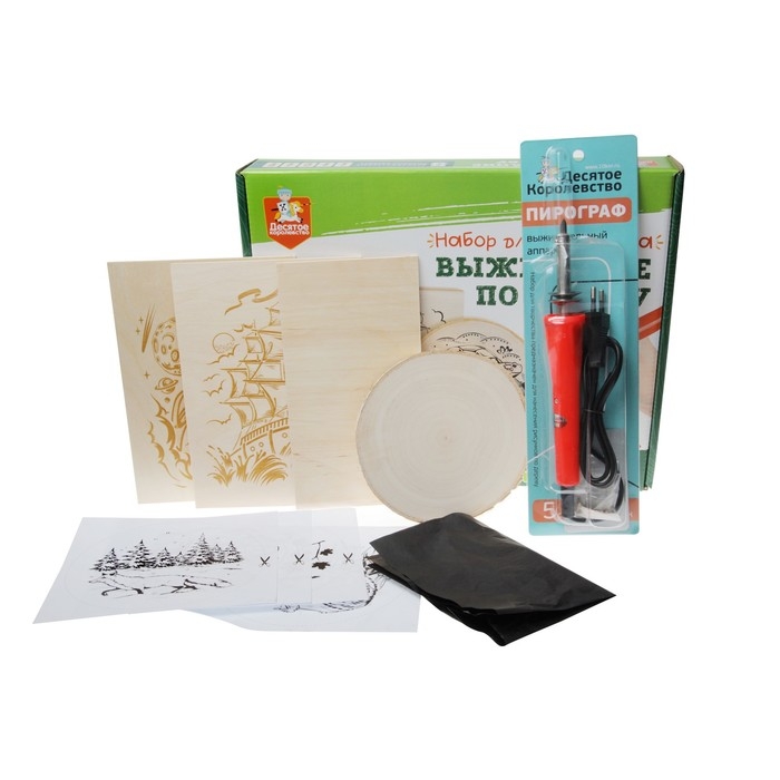 Набор для выжигания по дереву (аппарат с насадками, доски 3 шт., спил 1 шт.) Набор для выжигания по дереву (аппарат с насадками, доски 3 шт., спил 1 шт.)