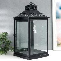 Подсвечник металл, стекло "Этна" чёрный набор 2 шт 19х19х39 см, 14х14х27 см Подсвечник металл, стекло "Этна" чёрный набор 2 шт 19х19х39 см, 14х14х27 см