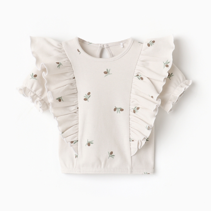 Футболка с воланами Крошка Я Olives, р. 62-68, молочный Футболка с воланами Крошка Я Olives, р. 62-68, молочный