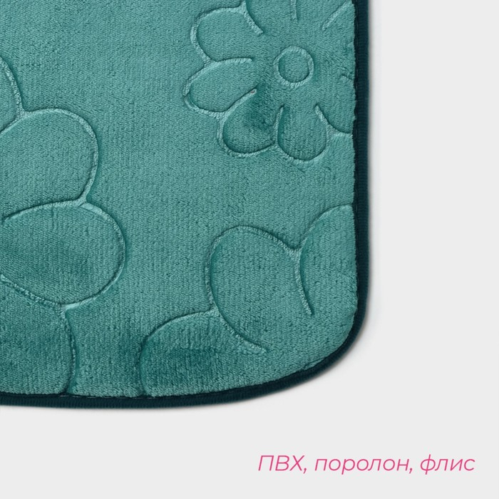 Коврики для ванной и туалета Доляна «Поле», 2 шт: 39×50 см, 50×80 см, цвет зелёный Коврики для ванной и туалета Доляна «Поле», 2 шт: 39×50 см, 50×80 см, цвет зелёный