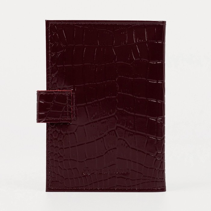 Обложка для автодокументов на кнопке TEXTURA, цвет бордовый