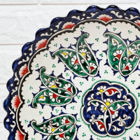 Ляган Риштанская Керамика "Цветы", 32 см, синий, глубокий