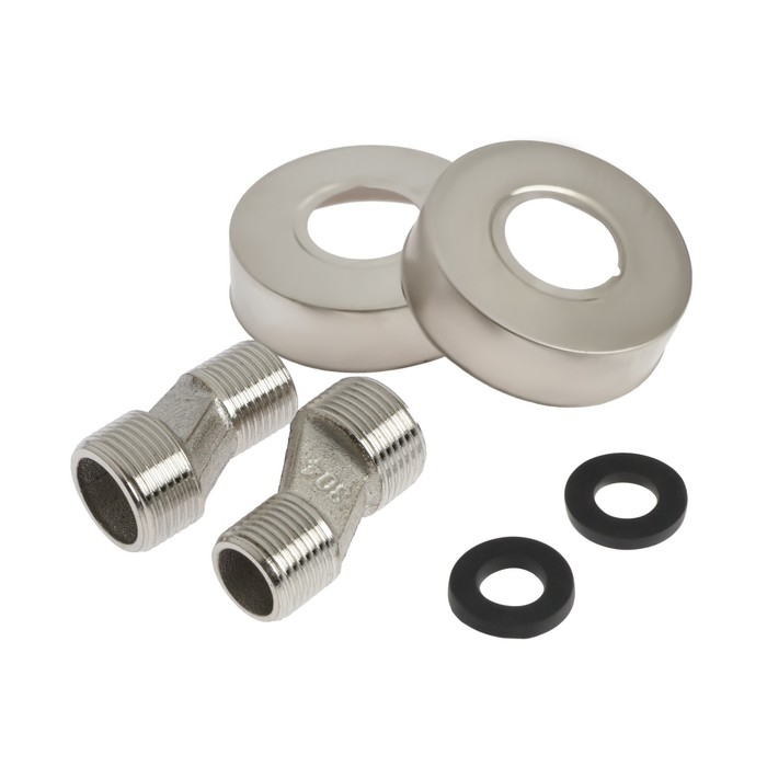 Смеситель для ванны ZEIN Z3733, двухвентильный, S-образный излив 21 см, лейка, шланг, сатин Смеситель для ванны ZEIN Z3733, двухвентильный, S-образный излив 21 см, лейка, шланг, сатин