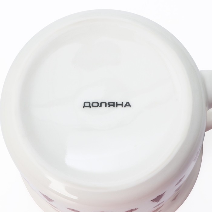 Кружка фарфоровая Доляна «Ёлочки», 380 мл, цвет белый Кружка фарфоровая Доляна «Ёлочки», 380 мл, цвет белый