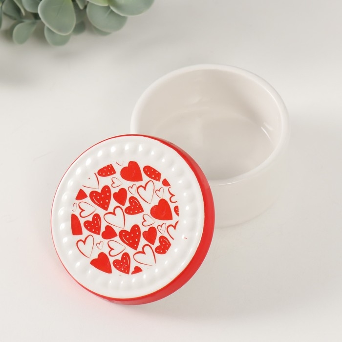 Шкатулка керамика Шкатулка керамика "Сердечки" 7,5х7,5х4,5 см