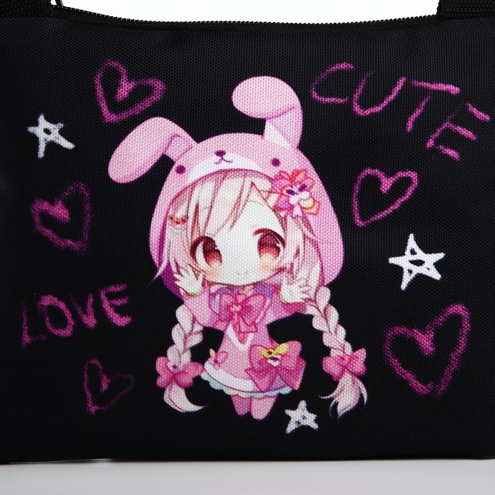 Сумка детская для девочки Сумка детская для девочки "Аниме" на молнии, цвет чёрный