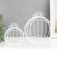 Подсвечник металл "Карета-тыква" белый набор 2 шт 16х12х9 см 20х14,5х12 см