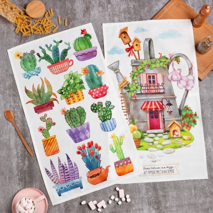 Набор полотенец "Этель" Счастье 40х73 см - 2 шт., 100% хлопок, саржа