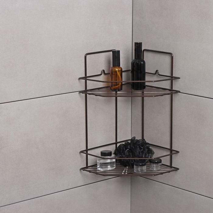 Полка угловая для ванной 2-х ярусная Эконом, 220×220×115 мм, цвет медная искра Полка угловая для ванной 2-х ярусная Эконом, 220×220×115 мм, цвет медная искра