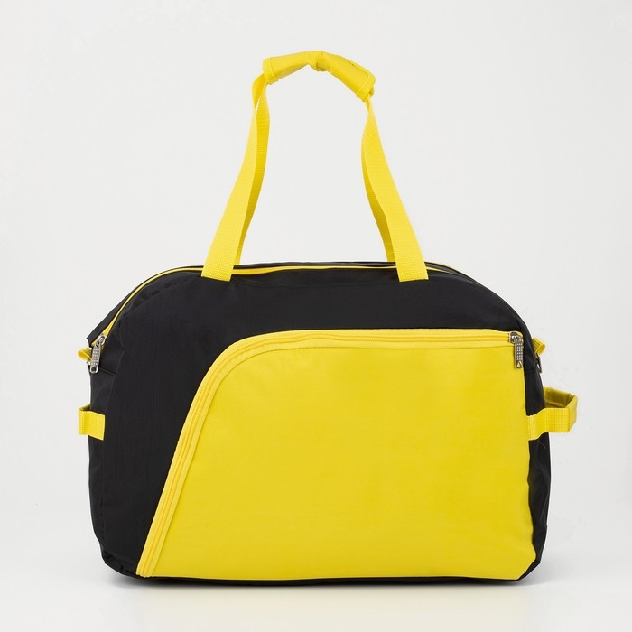 Сумка спортивная на молнии, без подкладки, 2 наружных кармана, средний размер, цвет чёрный/жёлтый Сумка спортивная на молнии, без подкладки, 2 наружных кармана, средний размер, цвет чёрный/жёлтый