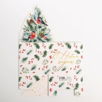 Коробка новогодняя для мини-букетов &laquo;С новым годом&raquo;, снегири, 12 х 17 х 10 см, Новый год