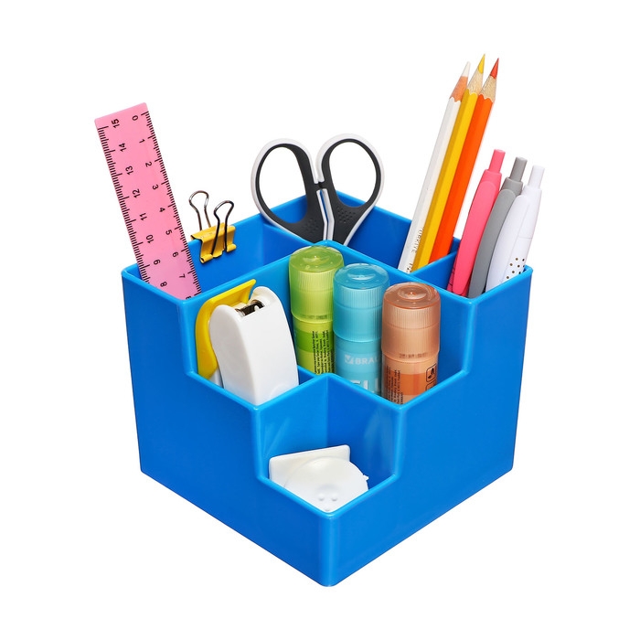 Подставка-органайзер для канцелярии 6 отделений цвет голубой Подставка-органайзер для канцелярии 6 отделений цвет голубой