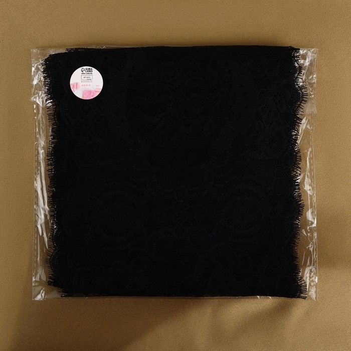 Кружево реснички, 210 мм &times; 3 &plusmn; 0,5 м, цвет чёрный