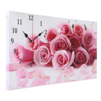 Часы-картина настенные, на холсте, интерьерные "Нежные розы", бесшумные, 40 х 76 см Часы-картина настенные, на холсте, интерьерные "Нежные розы", бесшумные, 40 х 76 см
