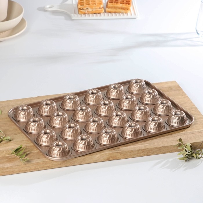 Форма для выпечки Gold, 37,5&times;26&times;2,2 см, 24 ячейки, антипригарное покрытие, цвет золотой