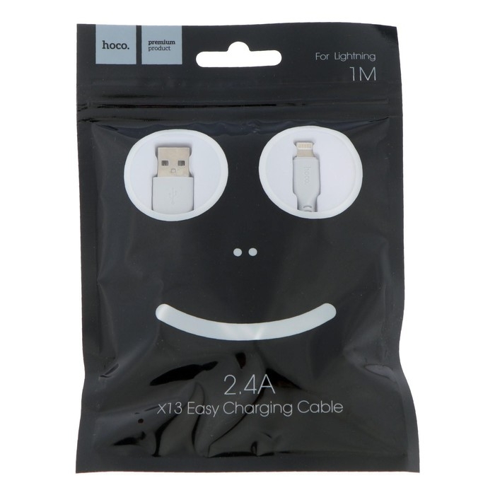 Кабель Hoco X13, Lightning - USB, 2,4 А, 1 м, PVC оплетка, белый Кабель Hoco X13, Lightning - USB, 2,4 А, 1 м, PVC оплетка, белый