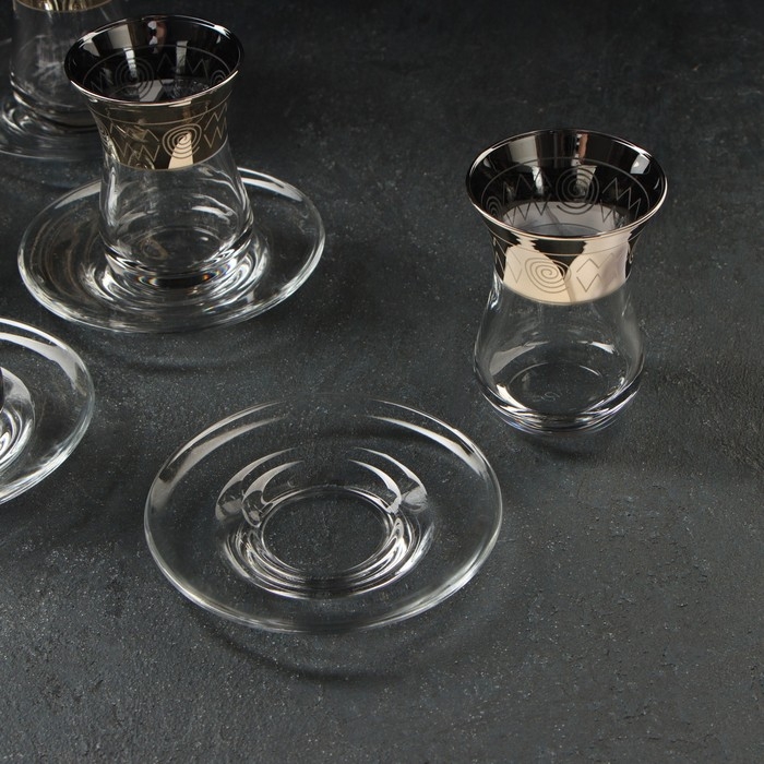 Сервиз чайный &laquo;Египет&raquo;, 12 предметов: стакан чайный 160 мл, 6шт, блюдце, 6шт, с золотым напылением