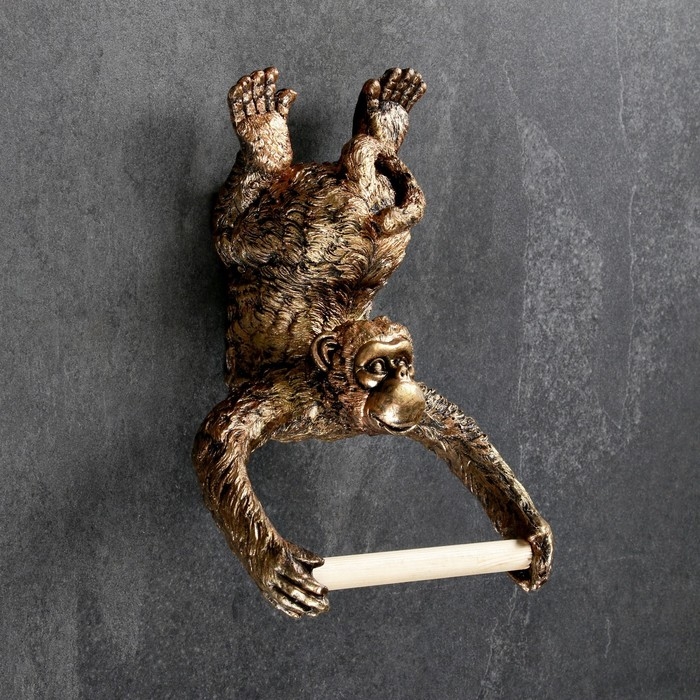 Держатель для туалетной бумаги Держатель для туалетной бумаги "Обезьянка" бронза, 24х18см