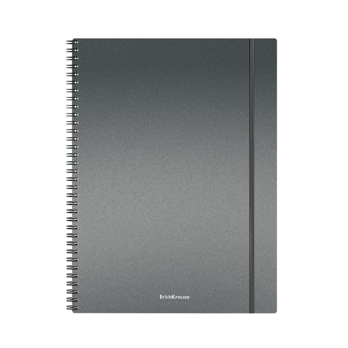 Тетрадь А4 на спирали, 80 листов в клетку, ErichKrause Ice Metallic, пластиковая обложка, на резинке, блок офсет 100% белизна, МИКС