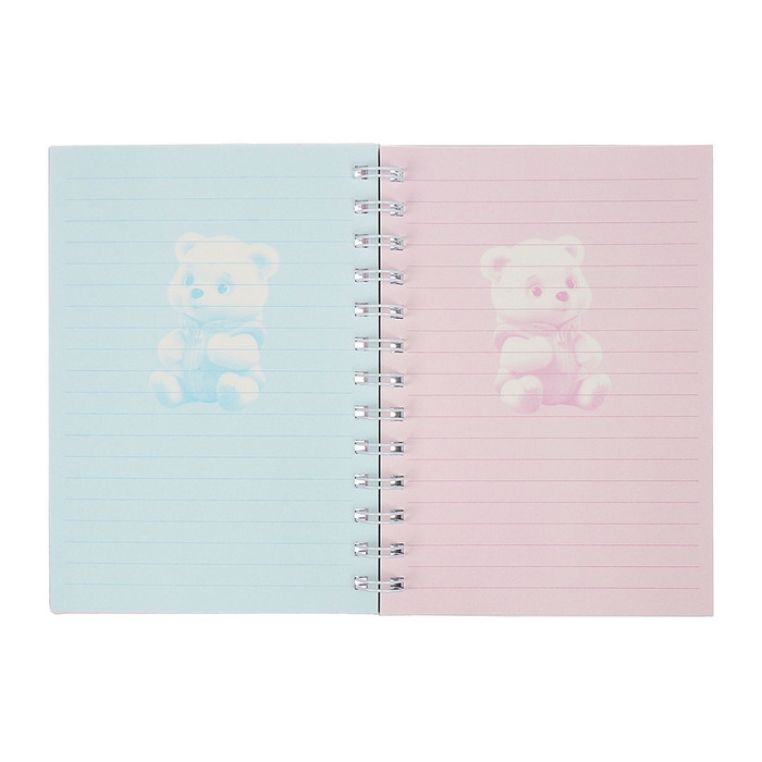 Записная книжка подарочная на гребне 80л,линия, цветной блок,обложка ПВХ 3D Мишка(17,6х13,5см)   105