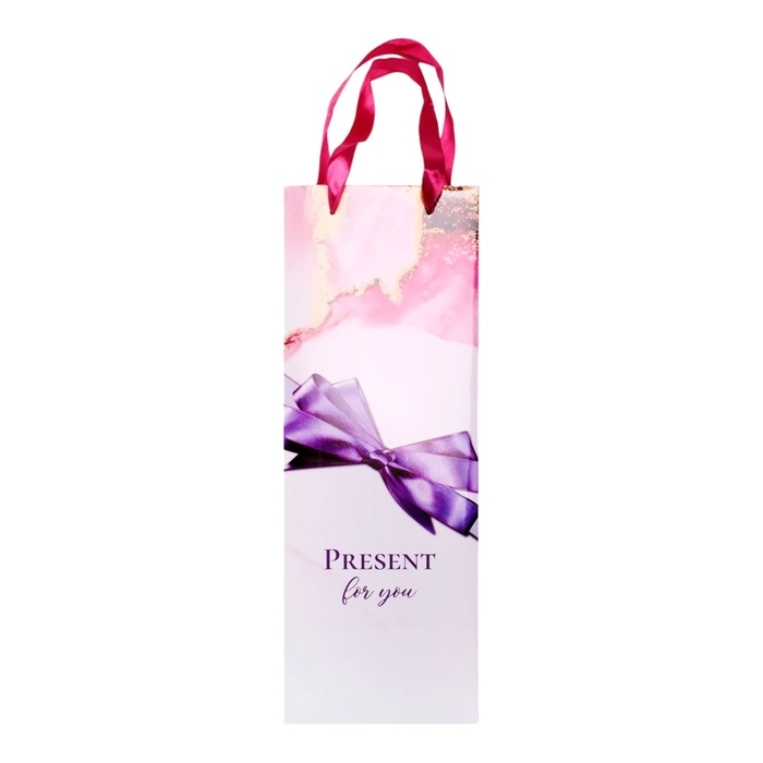 Пакет ламинированный под бутылку "Бантик",13 х 36 х 10 см