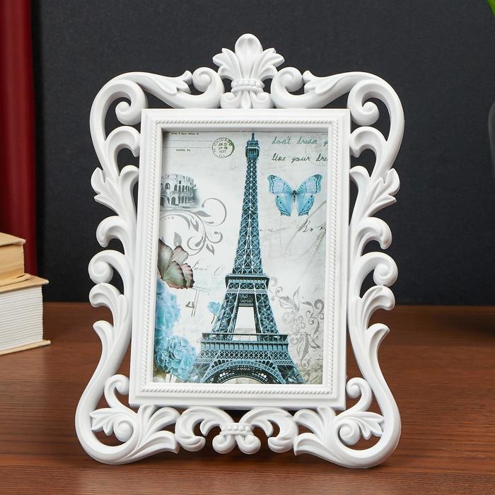 Фоторамка пластик 10х15 см Фоторамка пластик 10х15 см "Геральдическая лилия" белый 23,5х17,5 см